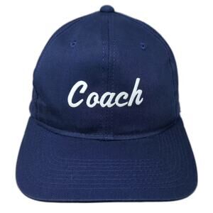 YoungAn Snapback Blue White Hat Coach Script Logo Embroidered Adjustable OSFM